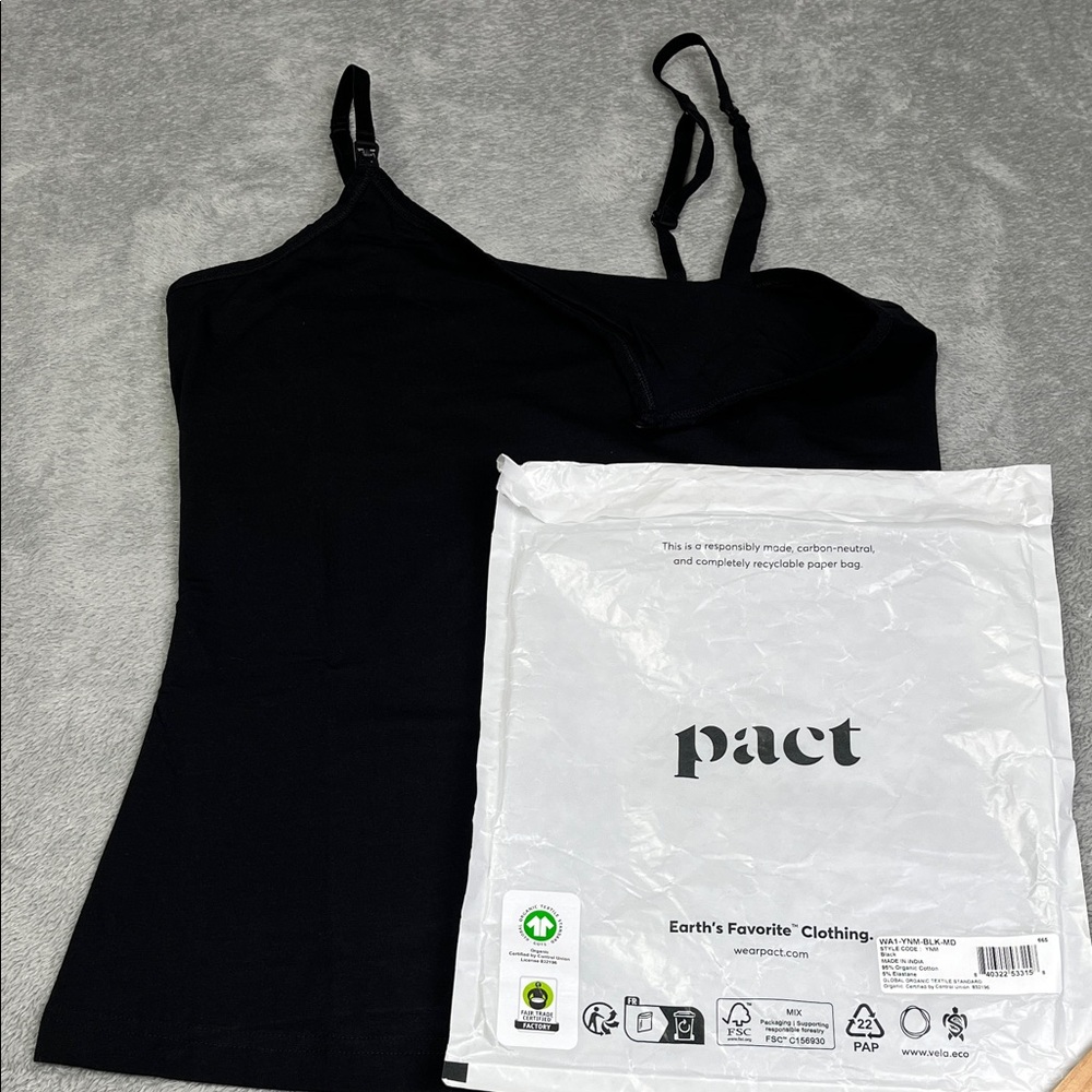 NEW PACT Organic Women's Black Maternity Nursing Camisole M